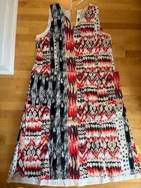 NWT Tara Vao Maxi Dress - Bohemian Red Orange Black Ikat Tribal Patchwork